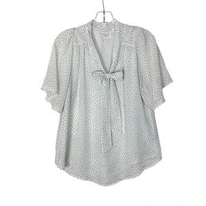 Sienna Sky White Top with Black Dots and Front Bow